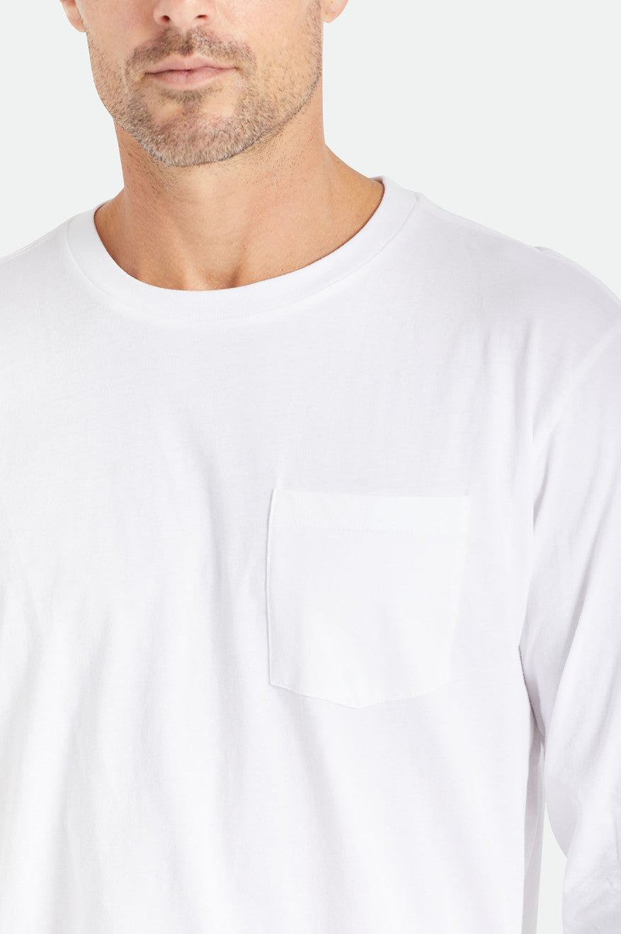 Tops Brixton Basic L/S Pocket Hombre Blancas | 59SMQRUPY