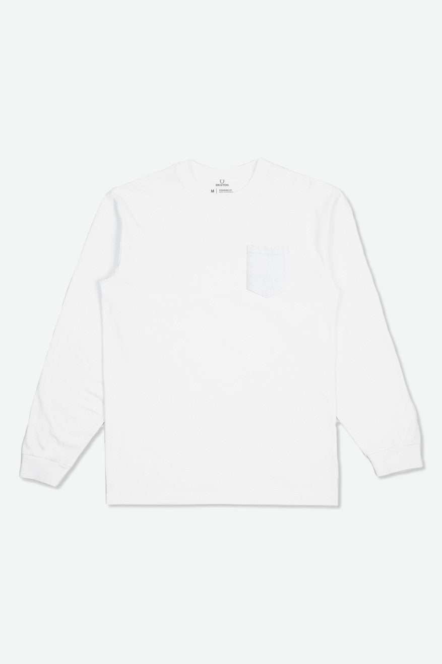 Tops Brixton Basic L/S Pocket Hombre Blancas | 59SMQRUPY