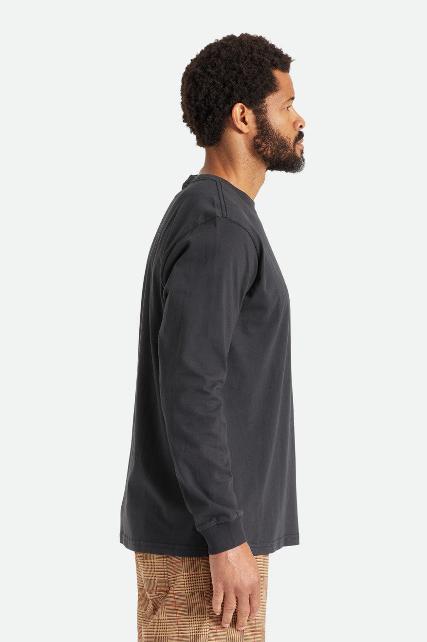 Tops Brixton Basic L/S Pocket Hombre Negras | 89NZRYCPK