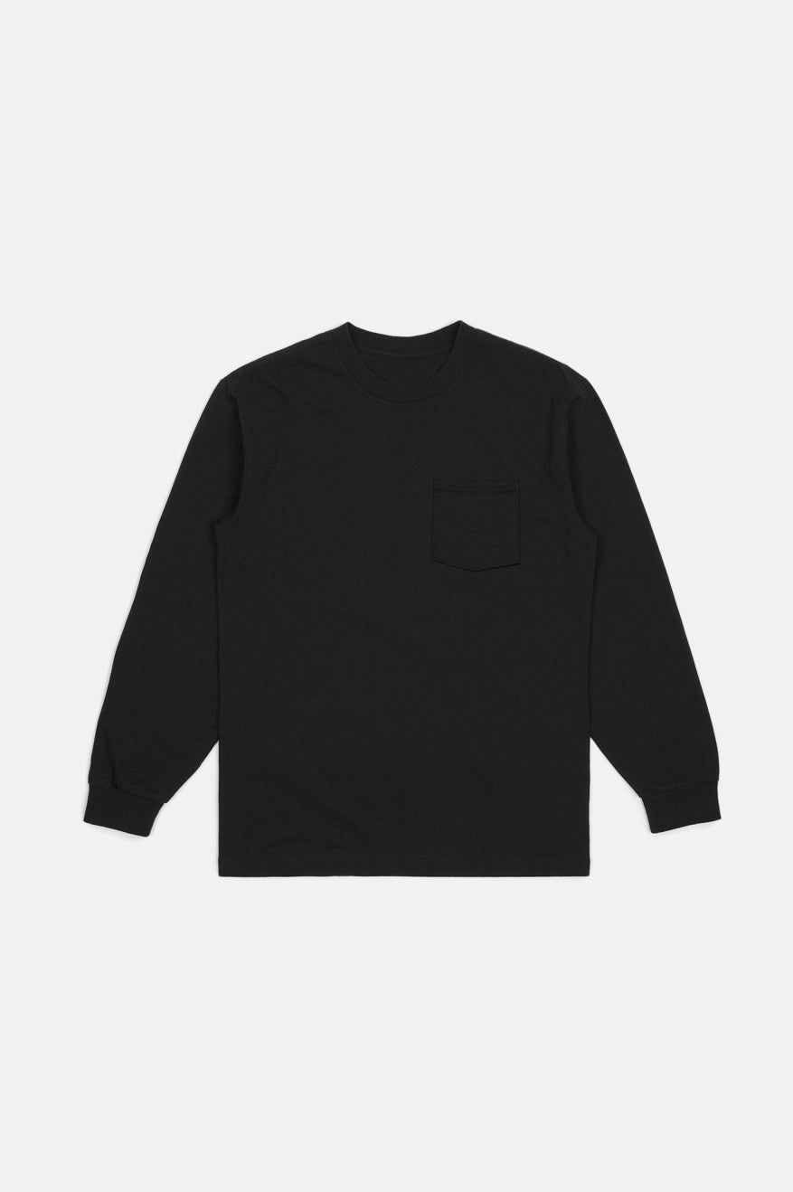 Tops Brixton Basic L/S Pocket Hombre Negras | 89NZRYCPK