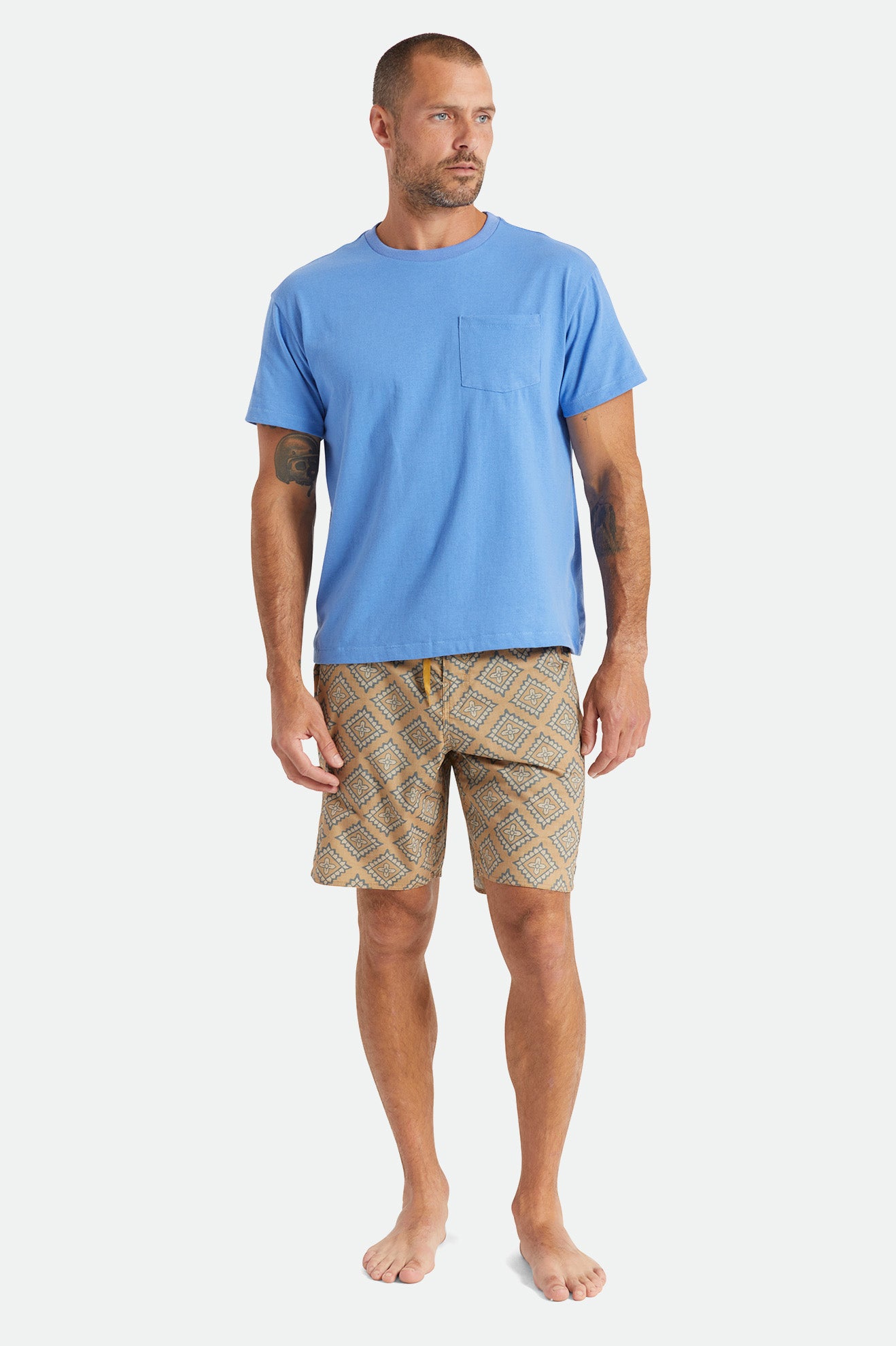 Tops Brixton Basic S/S Pocket Hombre Azules | 71HQLXODF