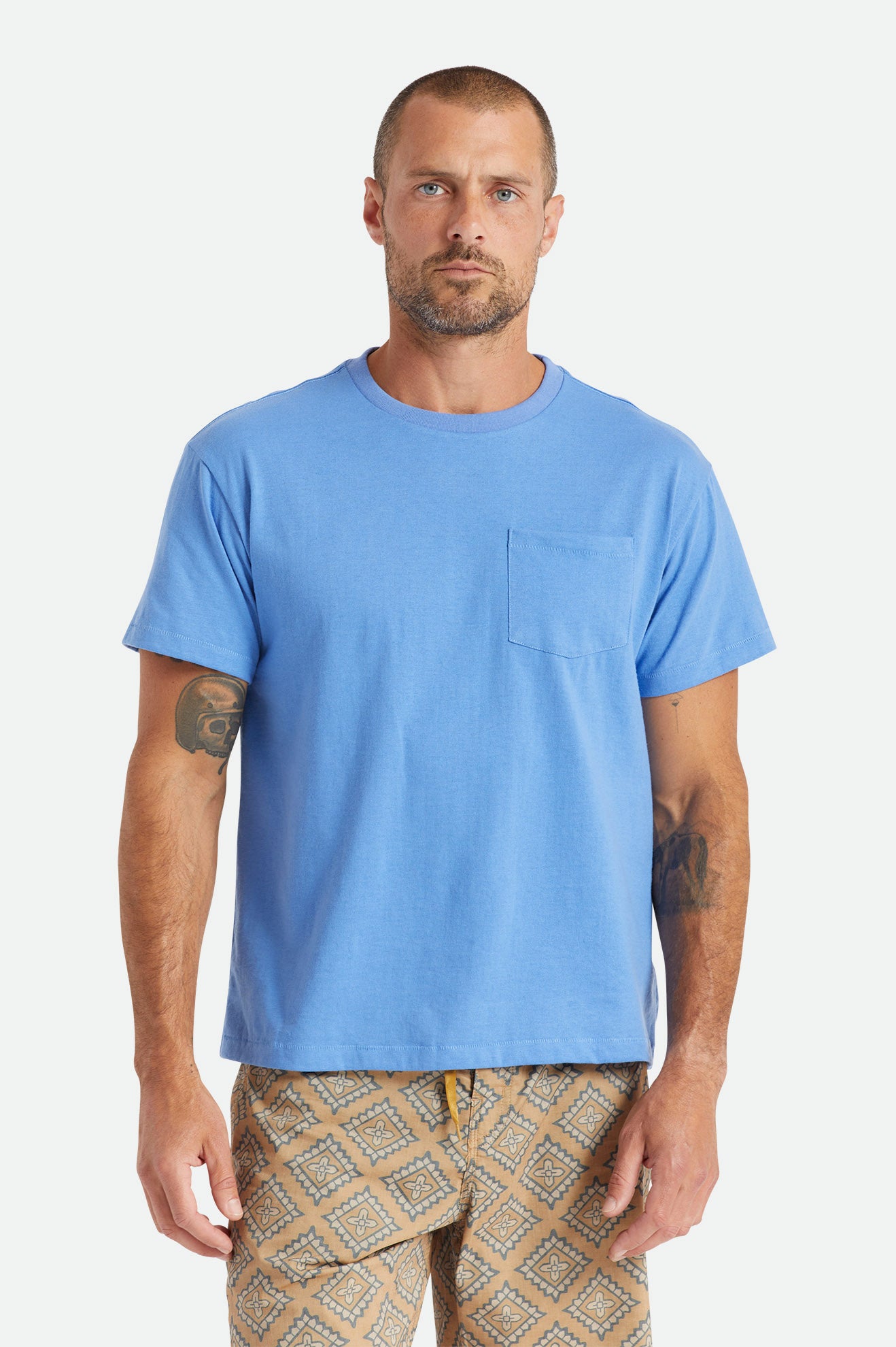 Tops Brixton Basic S/S Pocket Hombre Azules | 71HQLXODF