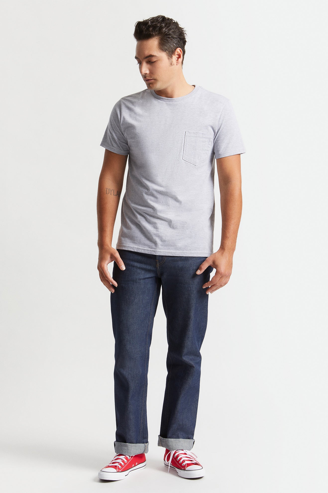 Tops Brixton Basic S/S Pocket Hombre Gris | 34ZYHQXWL