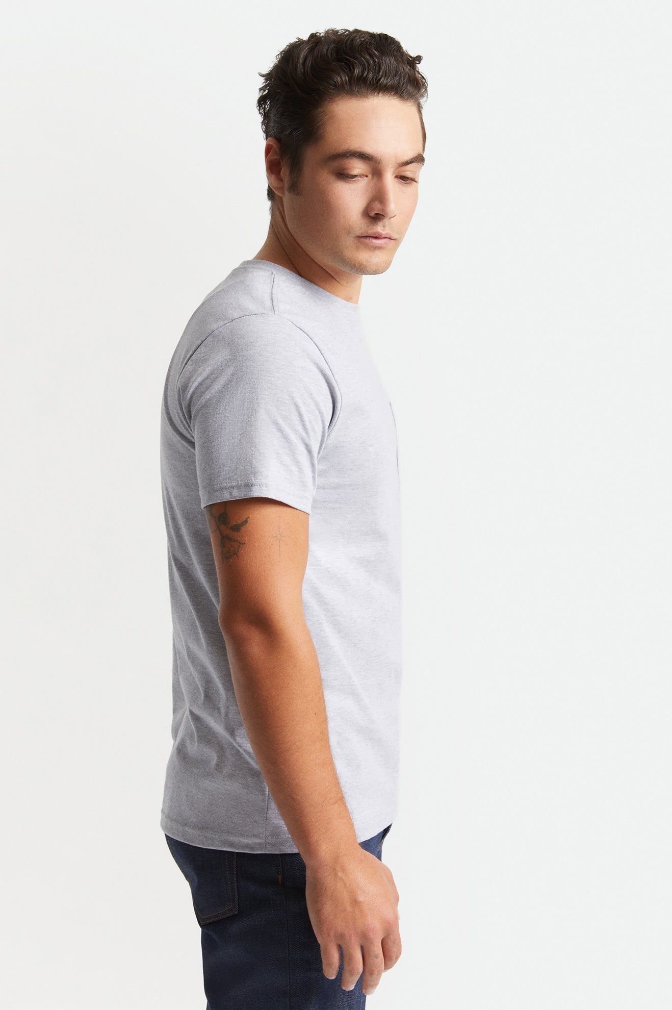 Tops Brixton Basic S/S Pocket Hombre Gris | 34ZYHQXWL