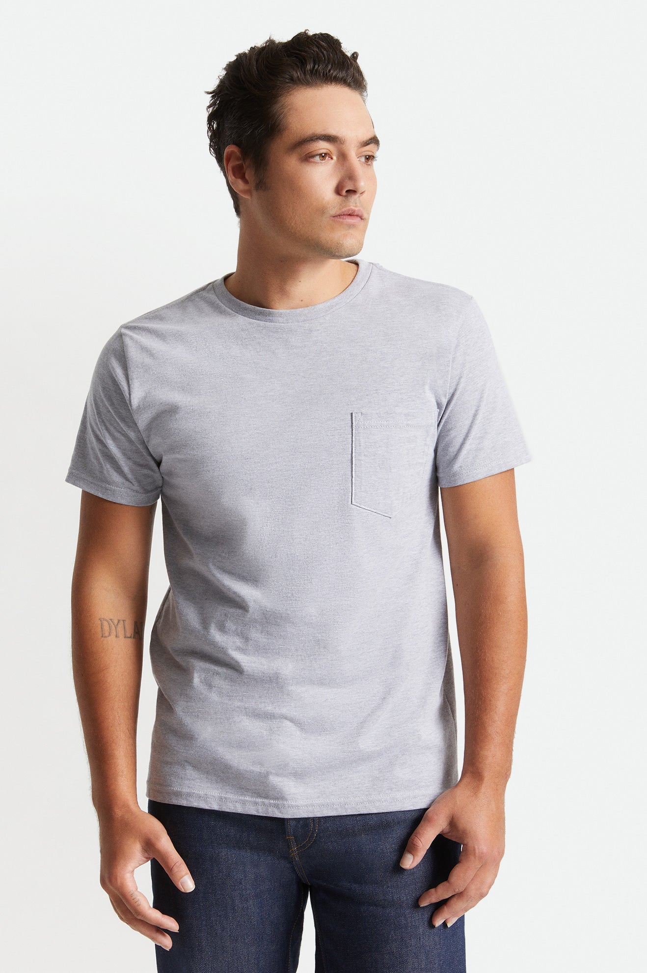 Tops Brixton Basic S/S Pocket Hombre Gris | 34ZYHQXWL