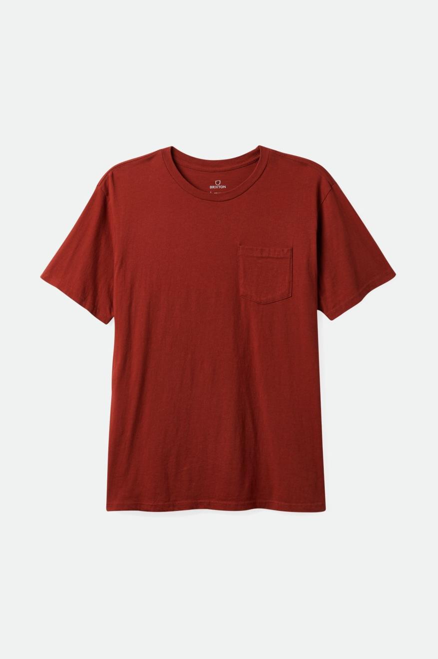 Tops Brixton Basic S/S Pocket Hombre Rojas | 83NMSBOTJ