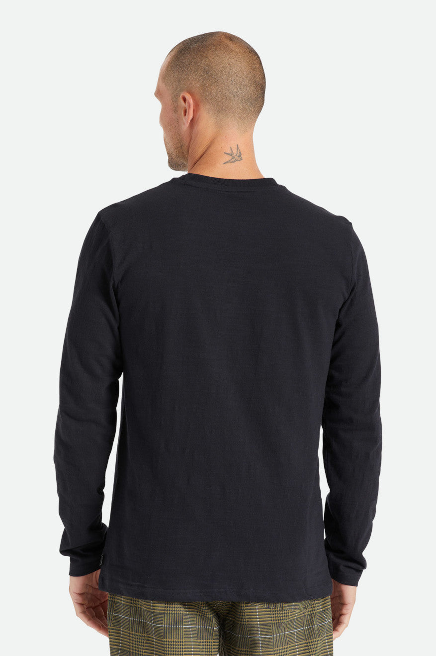 Tops Brixton Basic Slub L/S Pocket Hombre Negras | 30ZCYJSKN