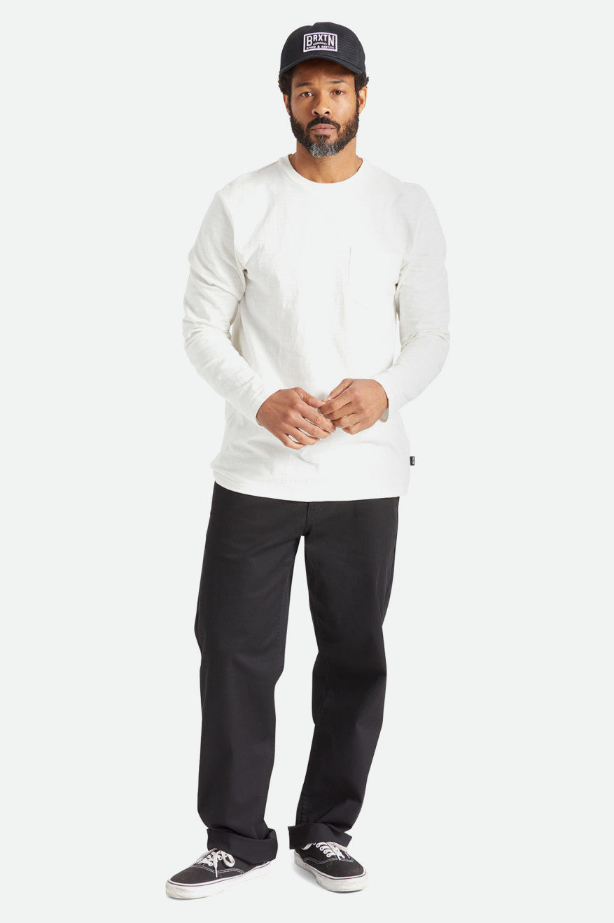 Tops Brixton Basic Slub L/S Pocket Hombre Blancas | 69FREPOQZ