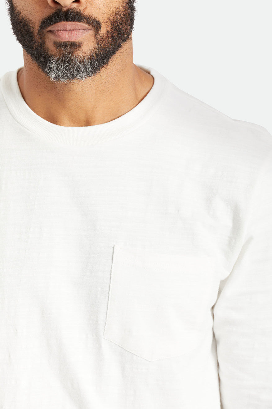 Tops Brixton Basic Slub L/S Pocket Hombre Blancas | 69FREPOQZ