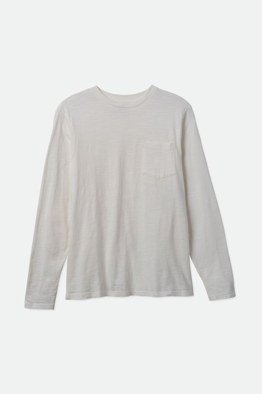 Tops Brixton Basic Slub L/S Pocket Hombre Blancas | 69FREPOQZ