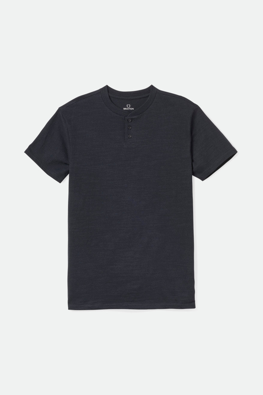 Tops Brixton Basic Slub S/S Henley Hombre Negras | 84MFXNVWT