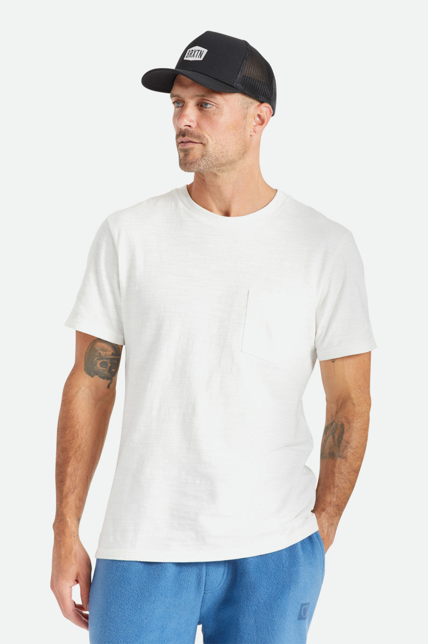 Tops Brixton Basic Slub S/S Pocket Hombre Blancas | 03KOVDRZS