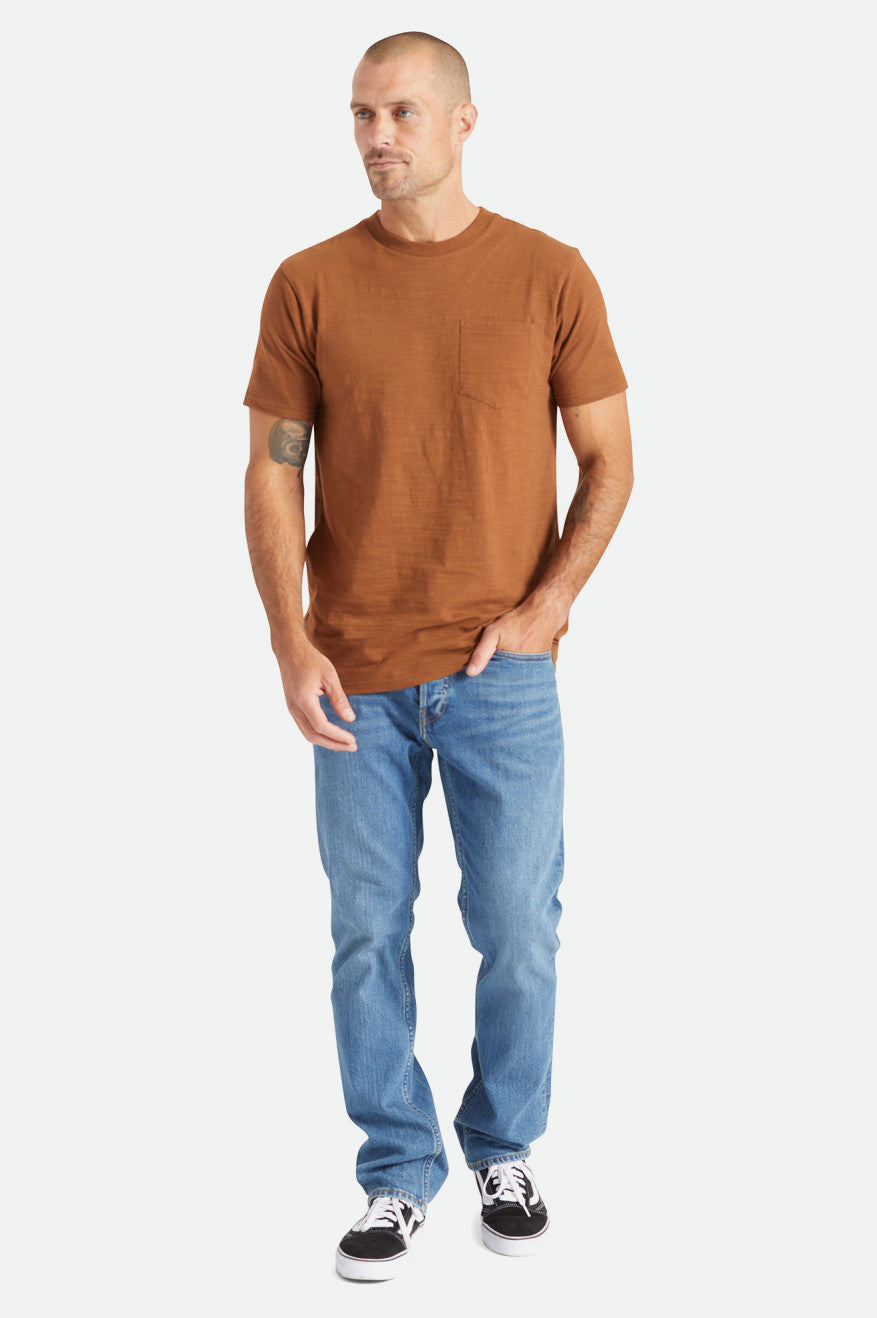 Tops Brixton Basic Slub S/S Pocket Hombre Marrones | 72UWZMJEP