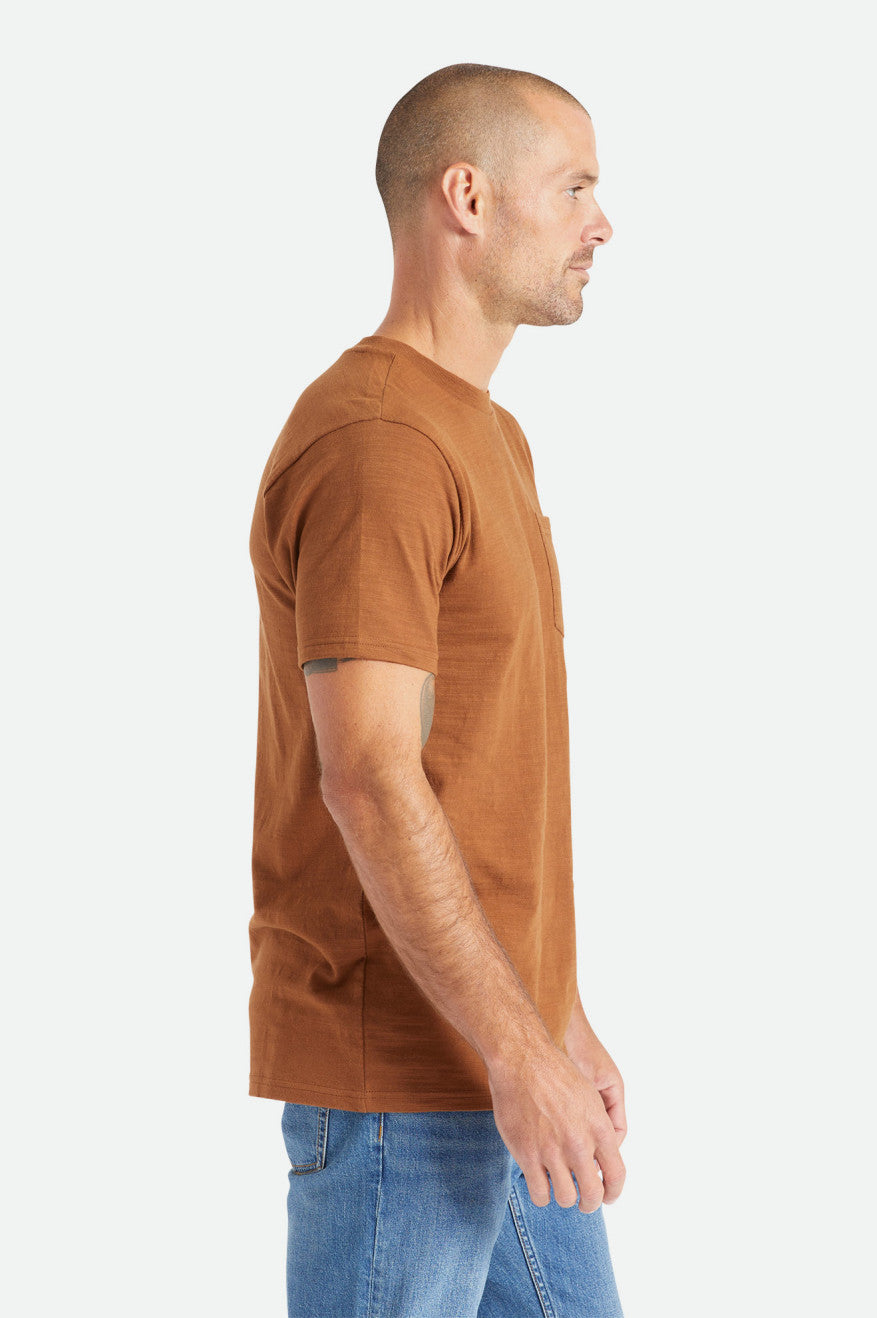 Tops Brixton Basic Slub S/S Pocket Hombre Marrones | 72UWZMJEP