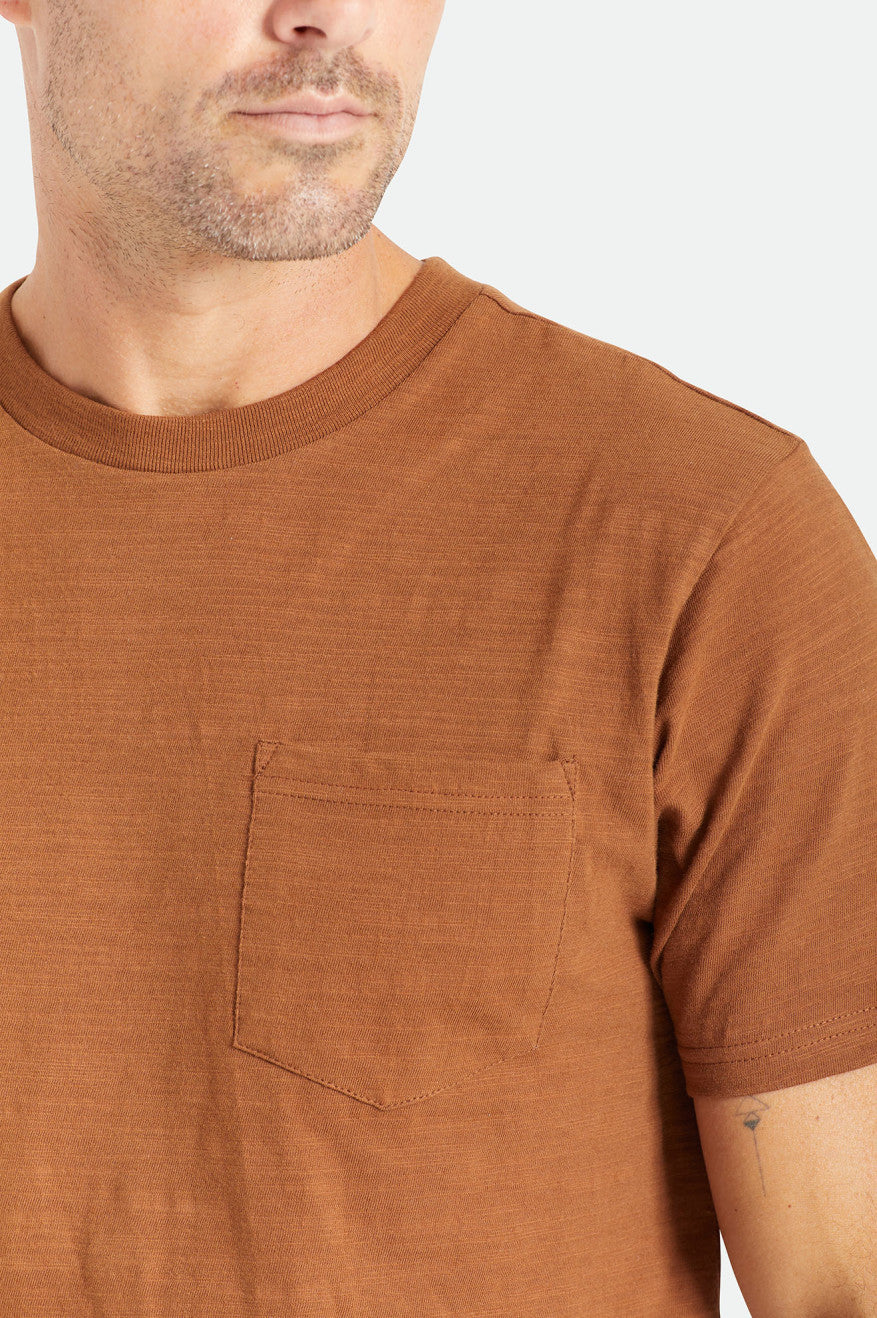 Tops Brixton Basic Slub S/S Pocket Hombre Marrones | 72UWZMJEP