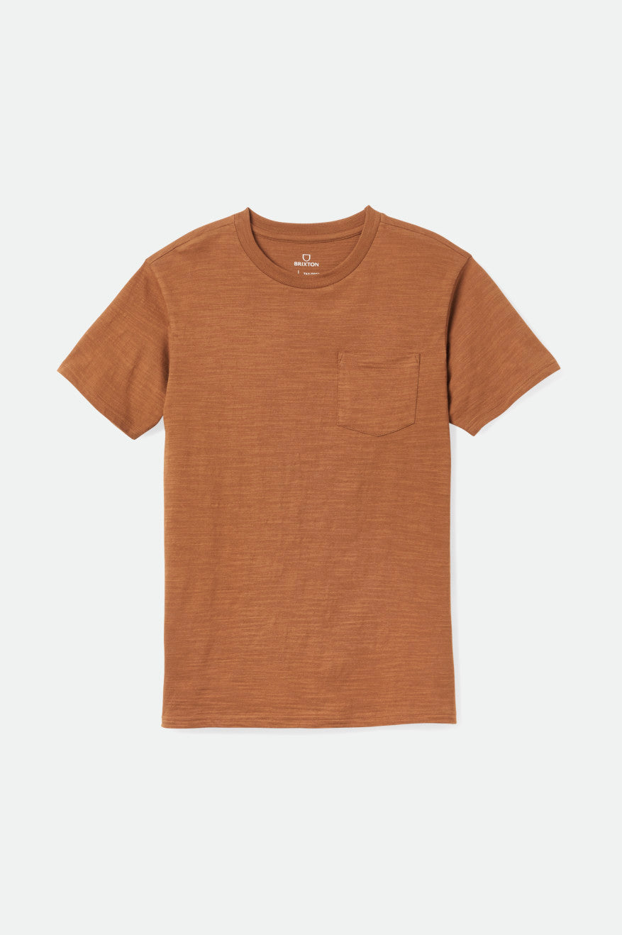 Tops Brixton Basic Slub S/S Pocket Hombre Marrones | 72UWZMJEP