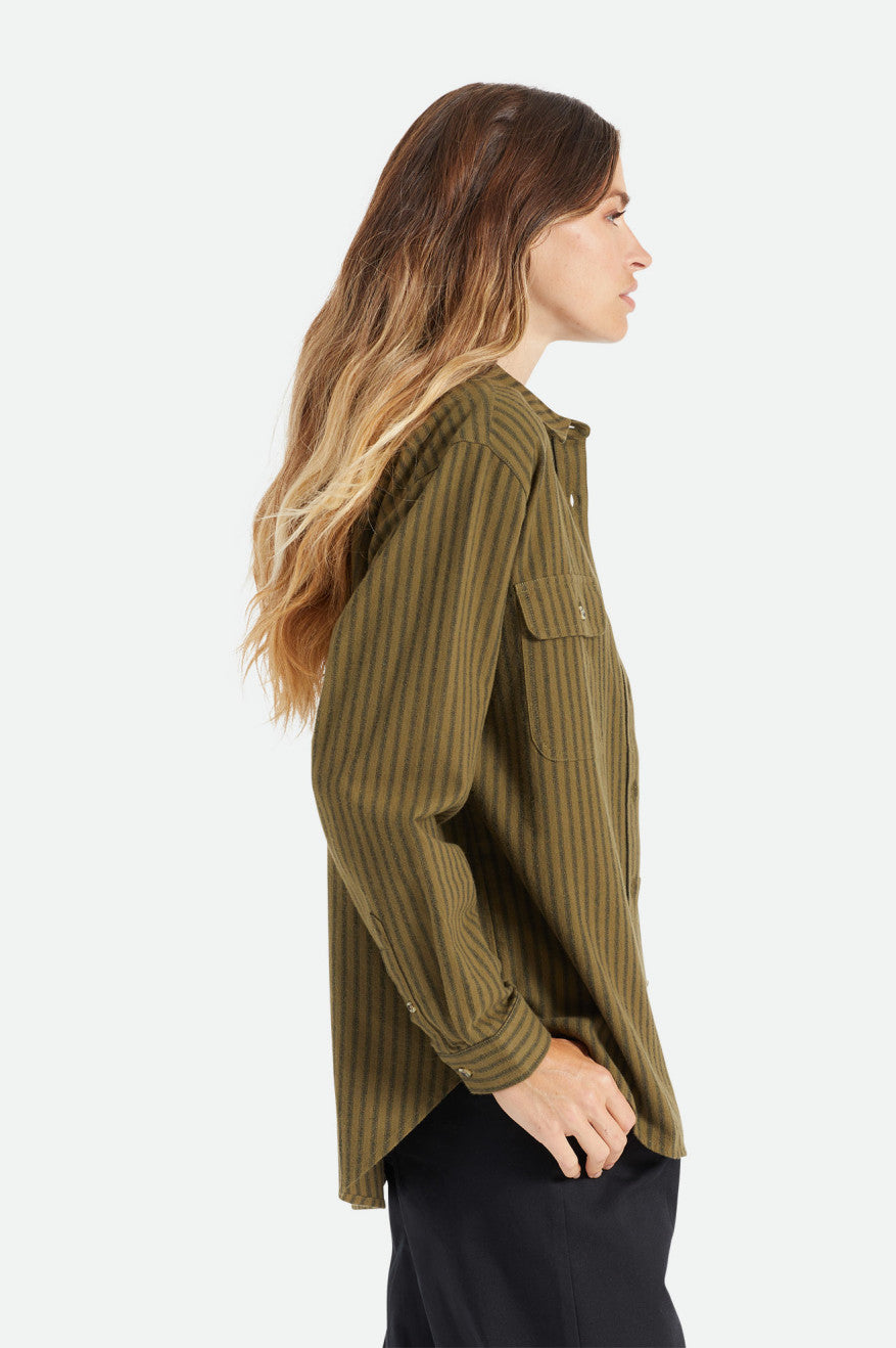 Tops Brixton Bowery Boyfriend L/S Mujer Verde Oliva | 91OAXGHYV