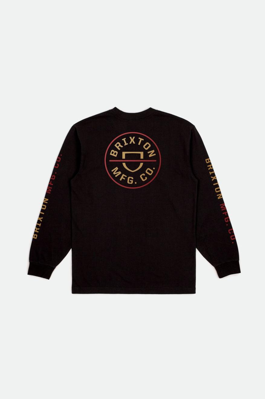 Tops Brixton Crest L/S Standard Hombre Negras Rojas Doradas Claro | 39CLWEBZF