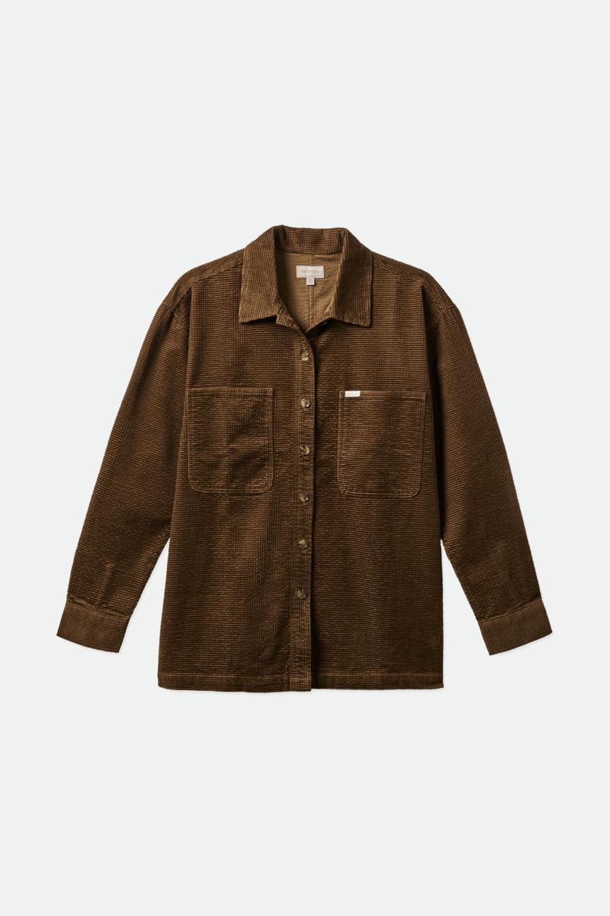 Tops Brixton Dundee Corduroy Overshirt Mujer Marrones | 37EWFQRDO