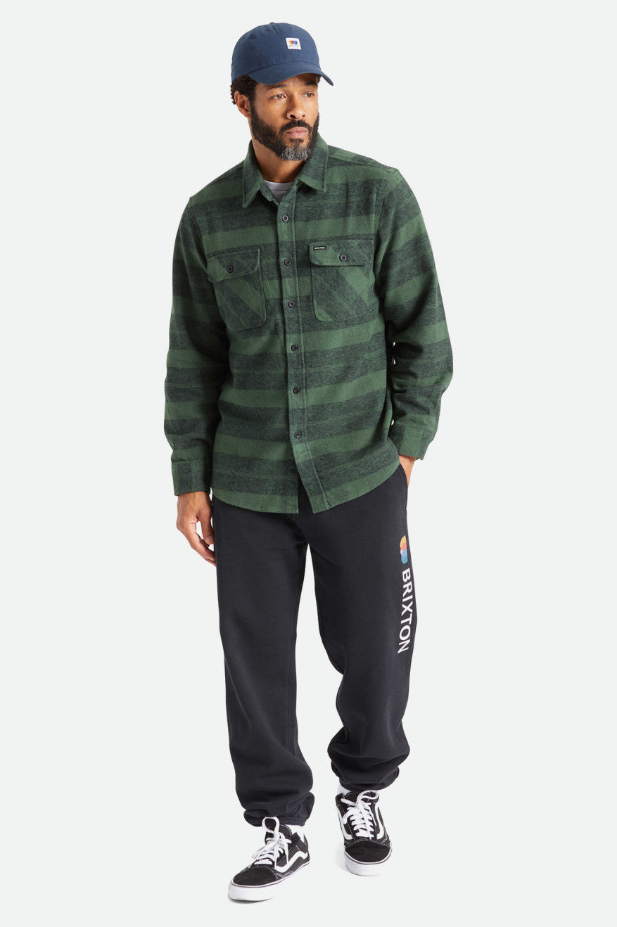 Tops De Franela Brixton Bowery Heavy Weight L/S Hombre Verde | 42KNIHSMF