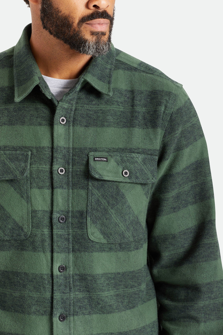 Tops De Franela Brixton Bowery Heavy Weight L/S Hombre Verde | 42KNIHSMF