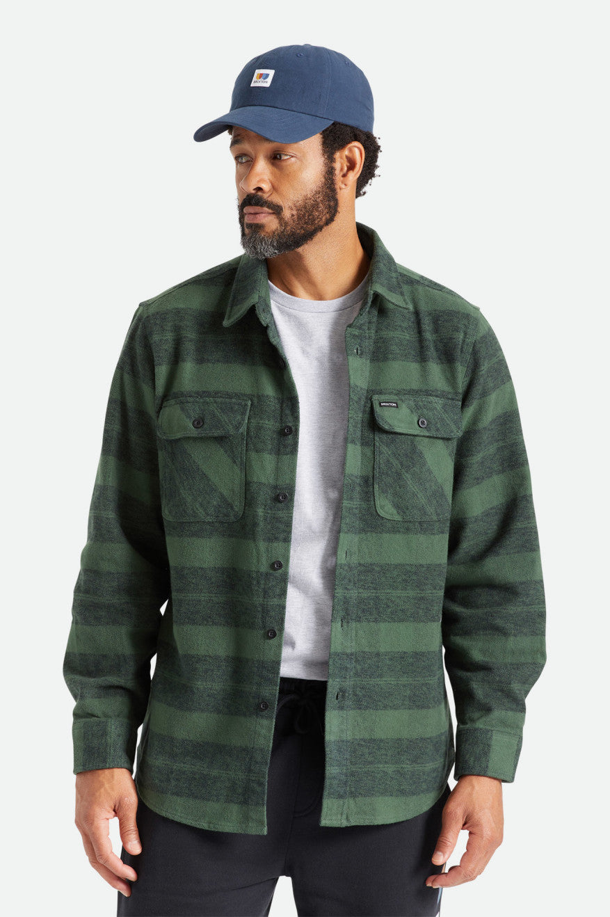 Tops De Franela Brixton Bowery Heavy Weight L/S Hombre Verde | 42KNIHSMF