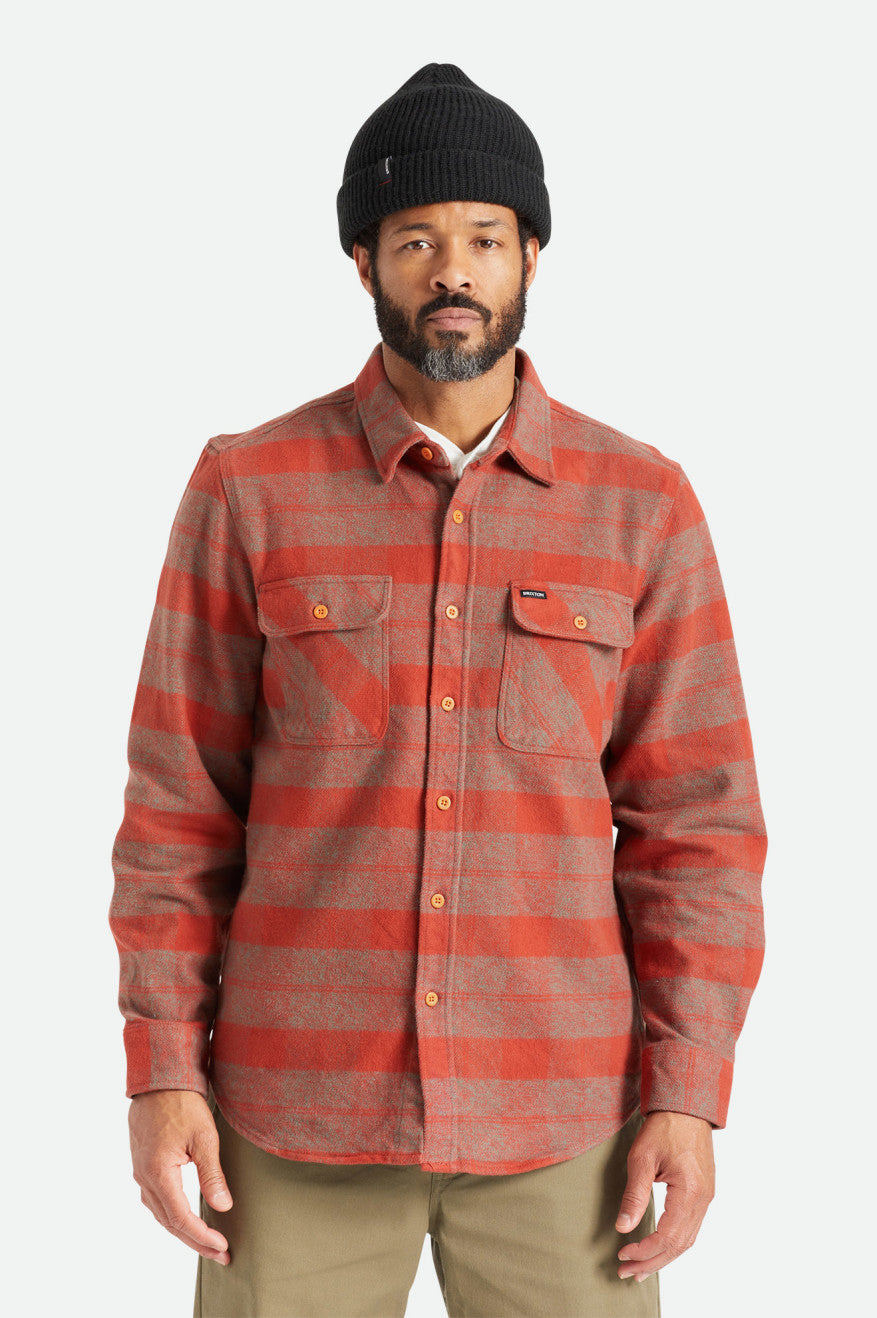 Tops De Franela Brixton Bowery Heavy Weight L/S Hombre Rojas | 83EZTJSIP