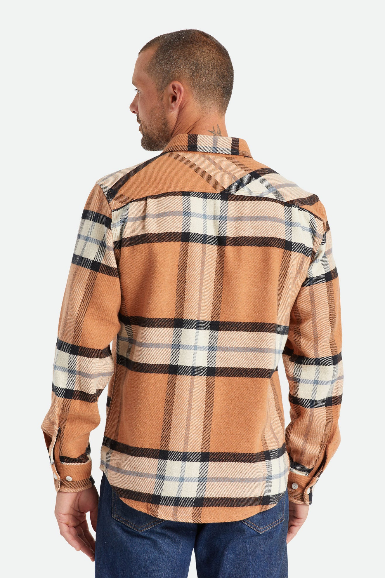 Tops De Franela Brixton Bowery L/S Hombre Beige | 03OFMHGZK