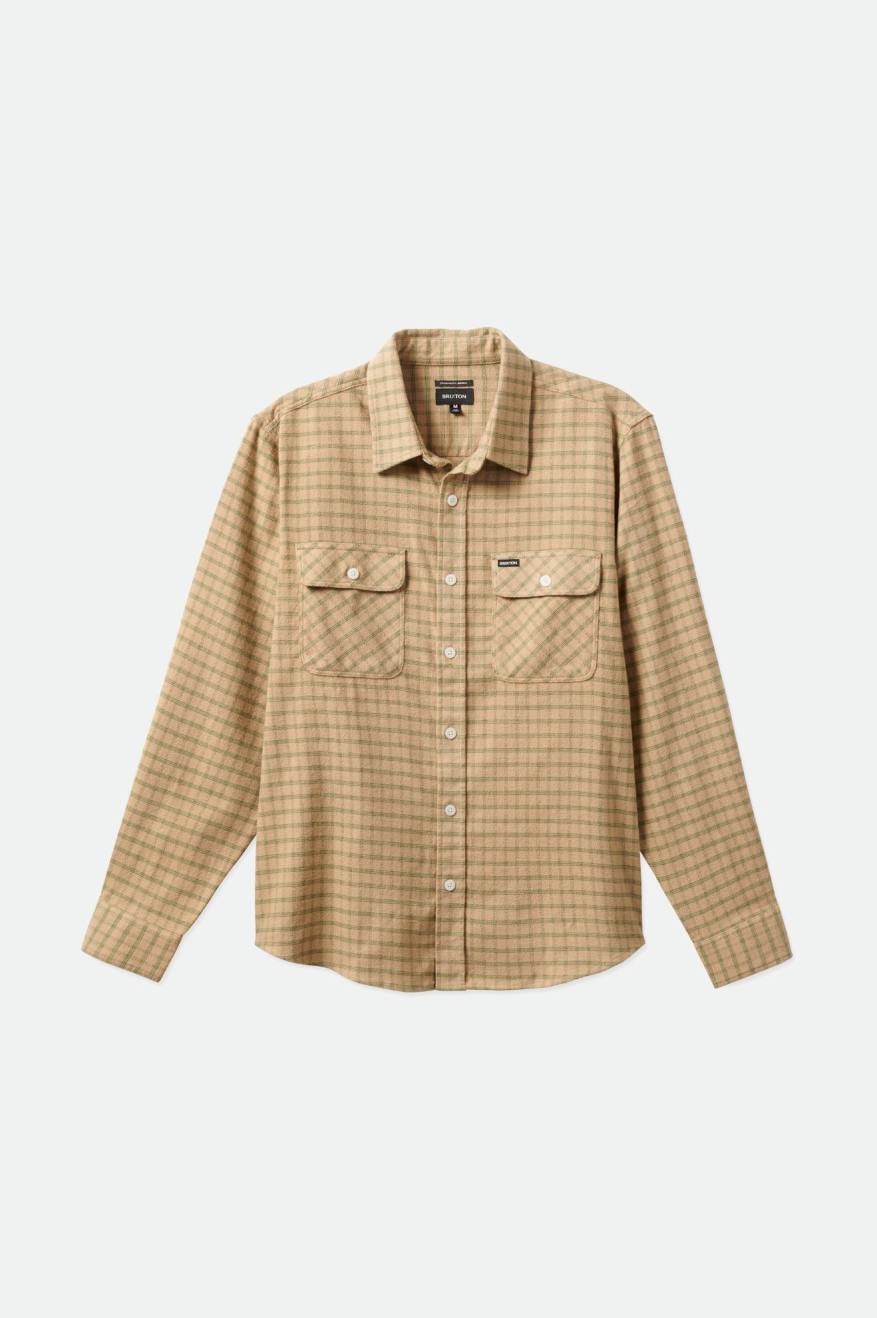 Tops De Franela Brixton Bowery Stretch L/S Utility Hombre Beige Verde Oliva | 46VPCSKTF