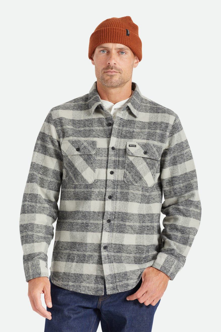 Tops Tejidos Brixton Bowery Heavy Weight L/S Hombre Negras Gris | 51INXFSQD