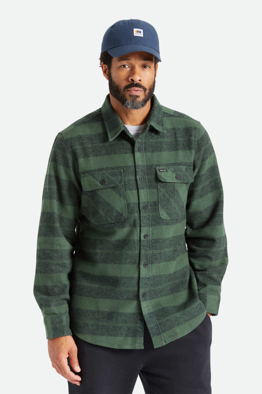 Tops Tejidos Brixton Bowery Heavy Weight L/S Hombre Verde | 87JFDZWOP