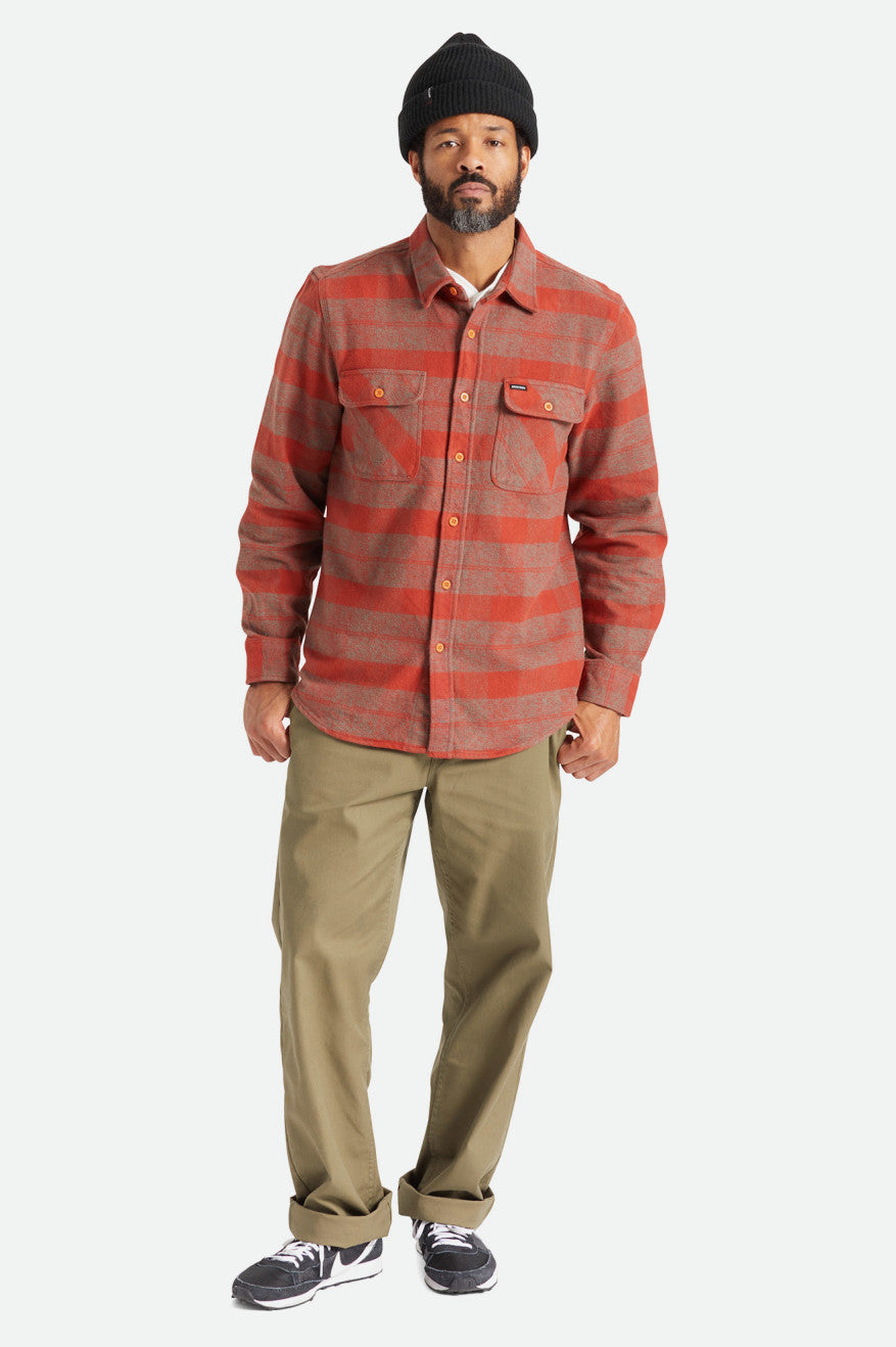 Tops Tejidos Brixton Bowery Heavy Weight L/S Hombre Rojas | 95GAVRHJD