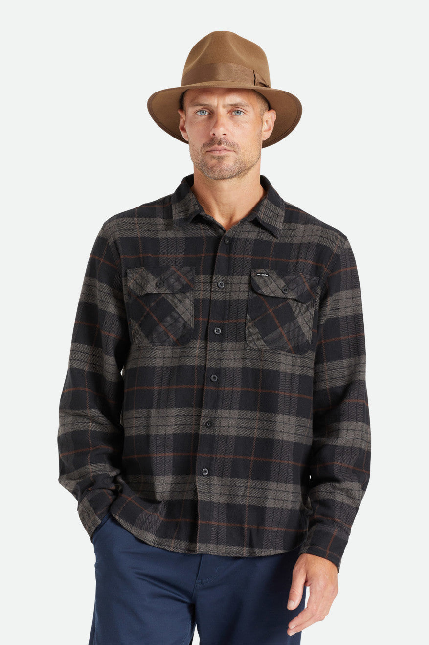 Tops Tejidos Brixton Bowery L/S Hombre Negras Gris | 03RKEHAQW