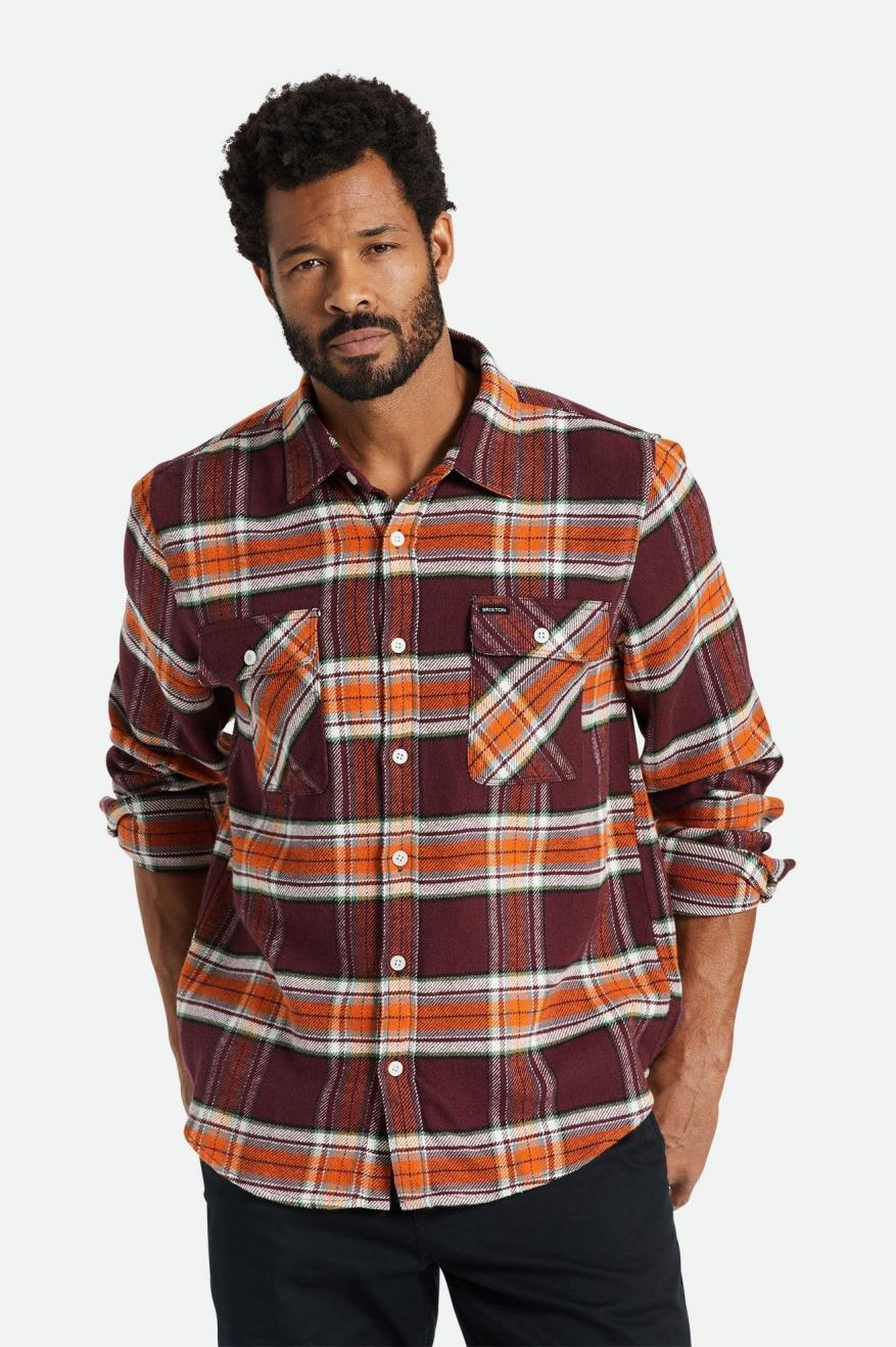 Tops Tejidos Brixton Bowery L/S Hombre Naranjas | 38YTVXHMN