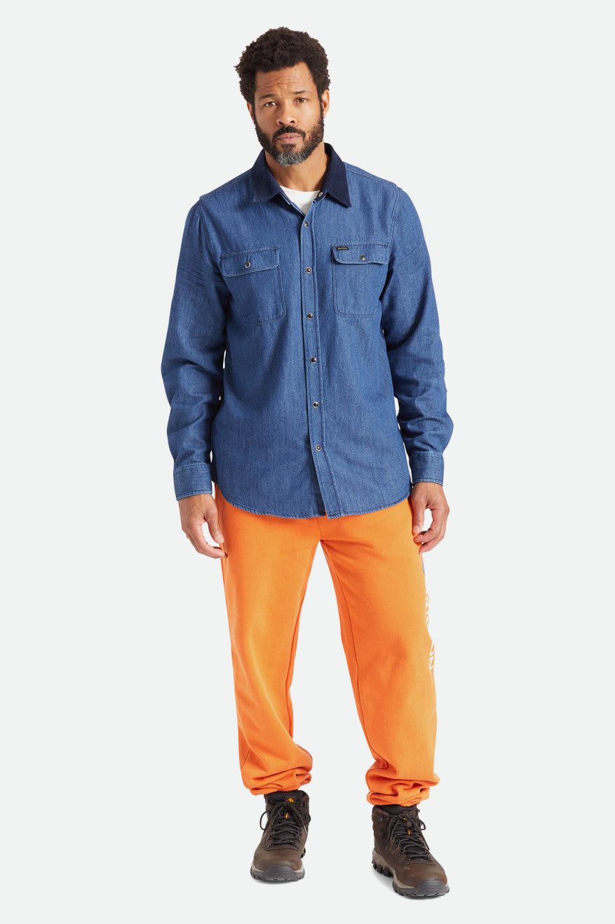 Tops Tejidos Brixton Bowery Reserve L/S Woven Hombre Azules | 39ACZPOES