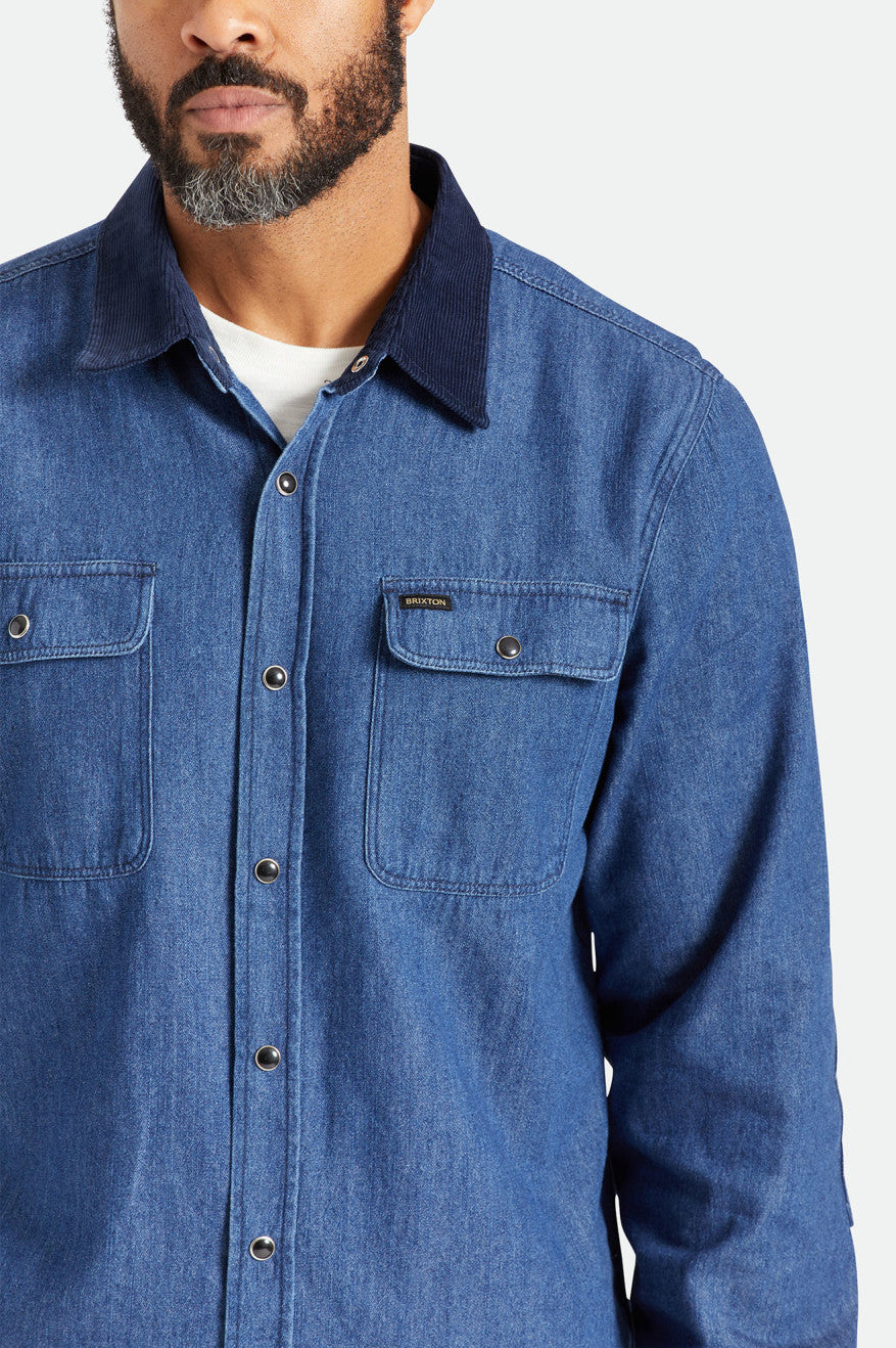 Tops Tejidos Brixton Bowery Reserve L/S Woven Hombre Azules | 39ACZPOES