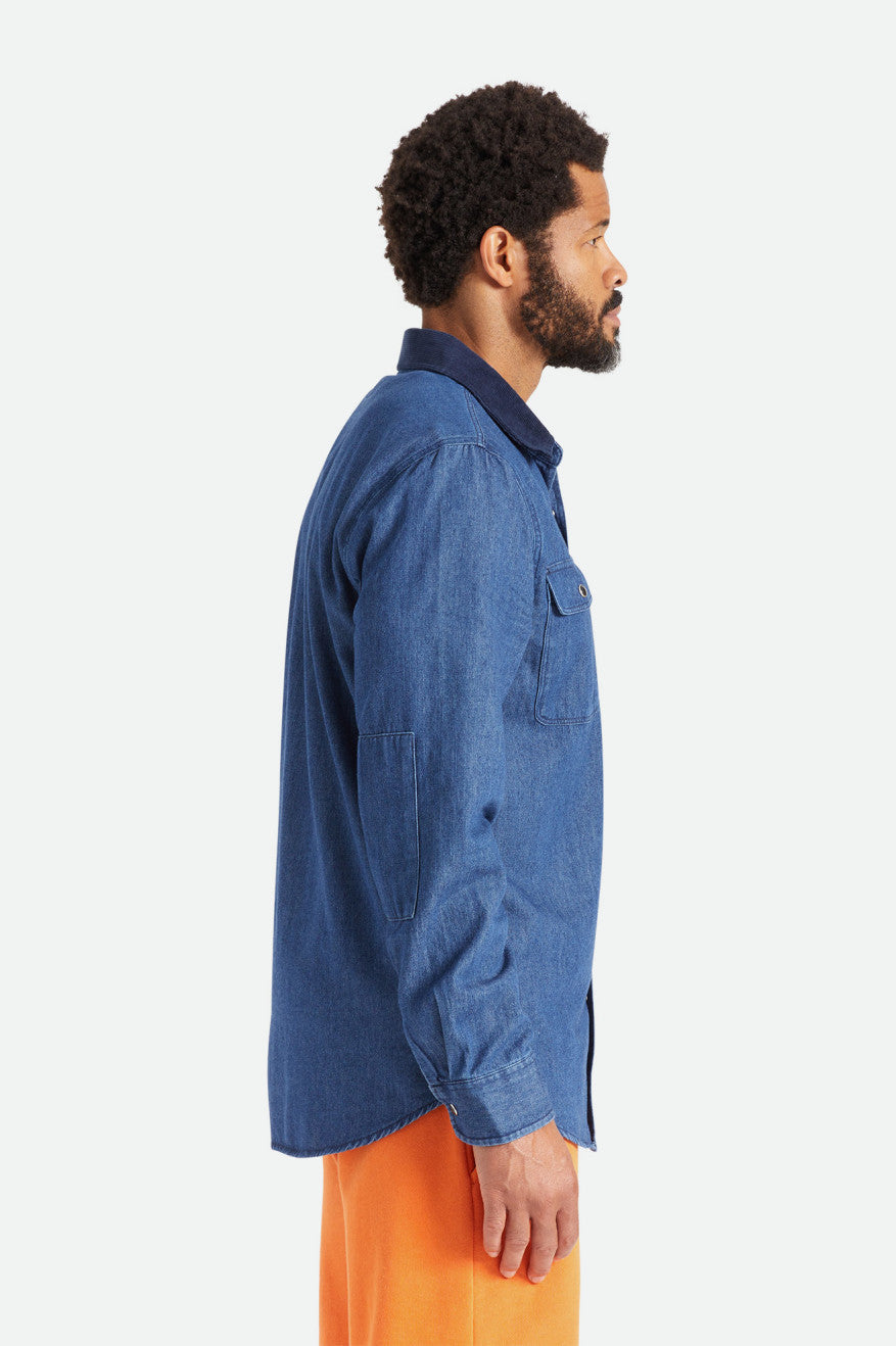 Tops Tejidos Brixton Bowery Reserve L/S Woven Hombre Azules | 39ACZPOES