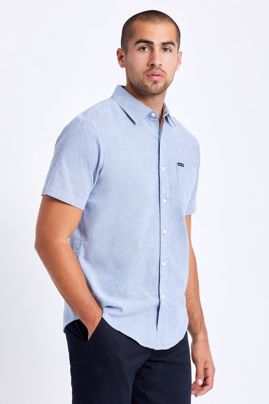 Tops Tejidos Brixton Charter Oxford S/S Hombre Azules Claro | 76LDMQFOU