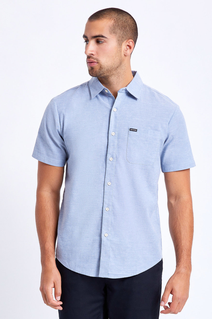 Tops Tejidos Brixton Charter Oxford S/S Hombre Azules Claro | 76LDMQFOU