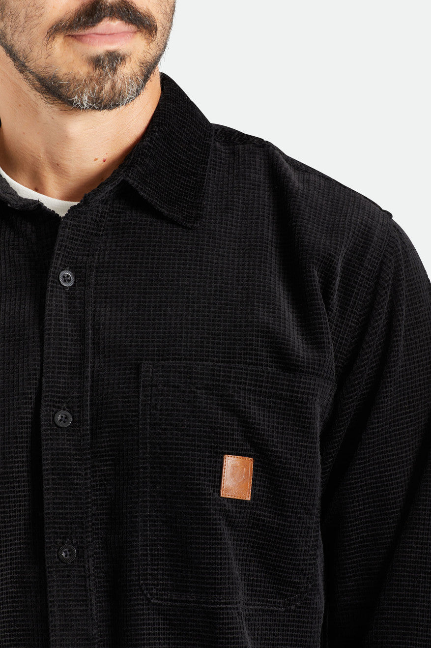 Tops Tejidos Brixton Porter L/S Waffle Corduroy Hombre Negras | 60SOKXWDP