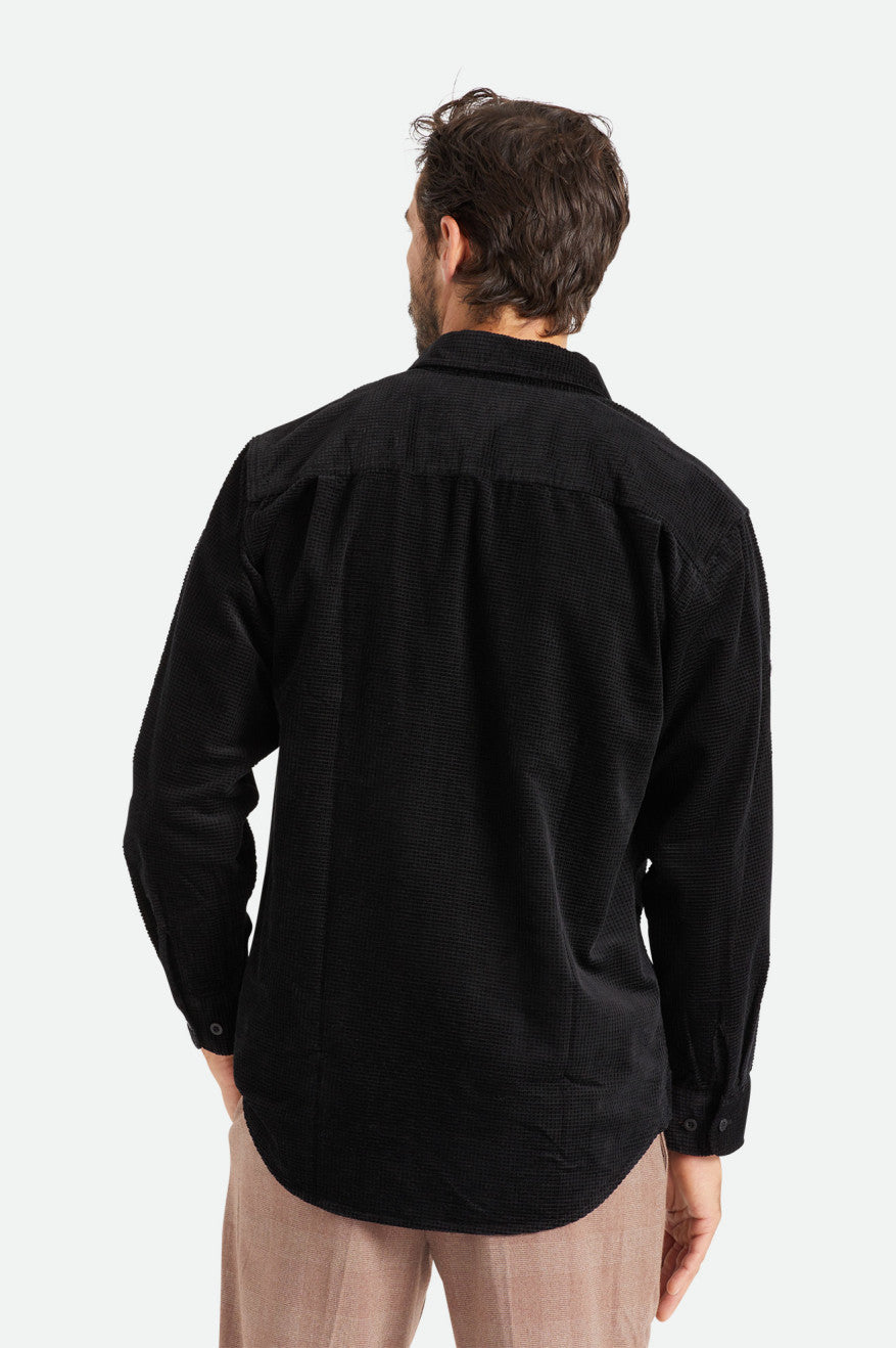 Tops Tejidos Brixton Porter L/S Waffle Corduroy Hombre Negras | 60SOKXWDP