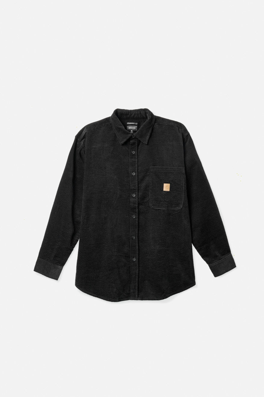 Tops Tejidos Brixton Porter L/S Waffle Corduroy Hombre Negras | 60SOKXWDP