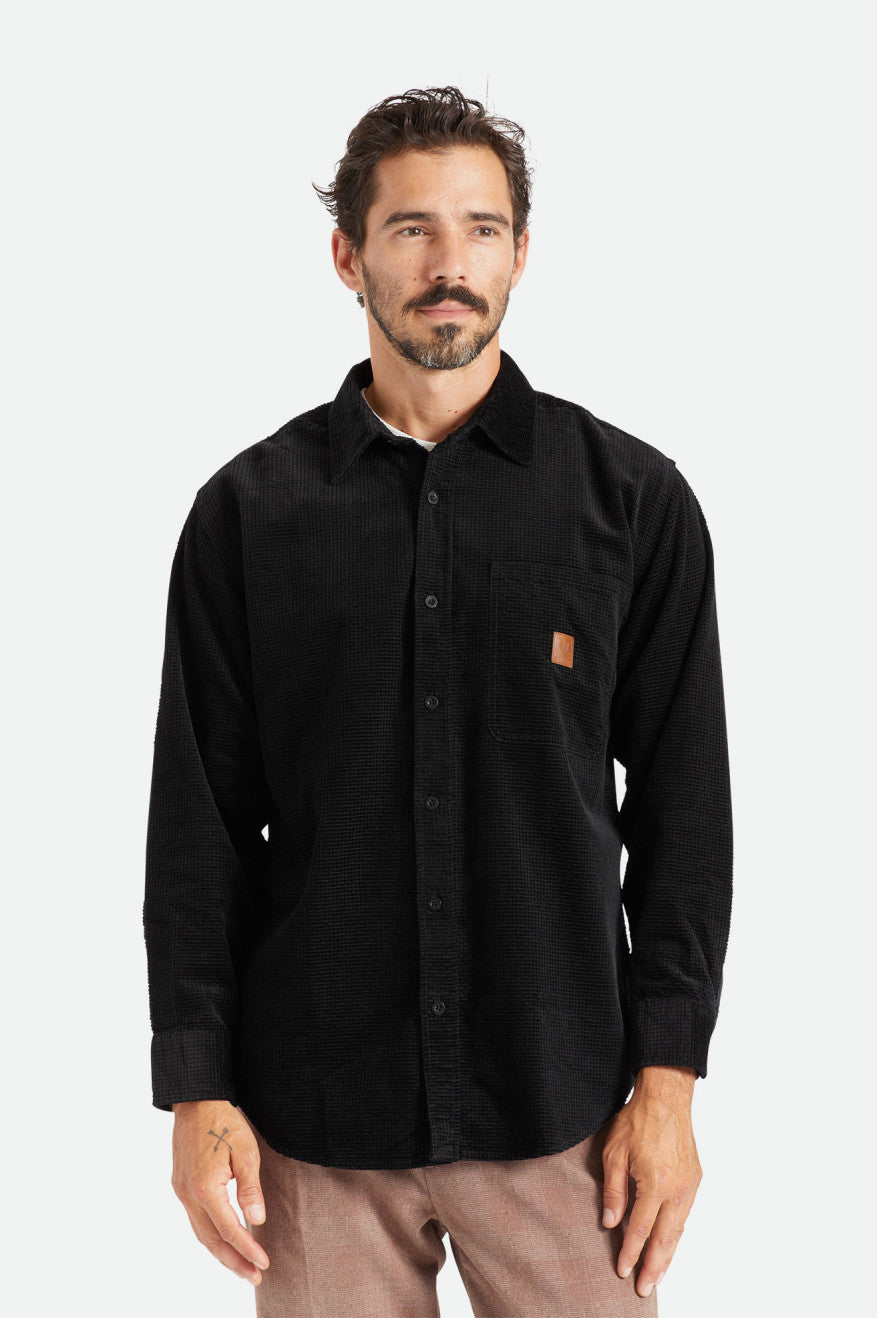 Tops Tejidos Brixton Porter L/S Waffle Corduroy Hombre Negras | 60SOKXWDP