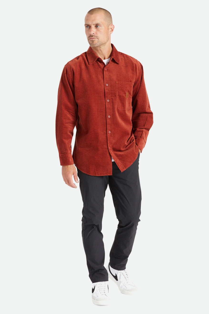 Tops Tejidos Brixton Porter L/S Waffle Corduroy Hombre Rojas | 85WGYTOLB