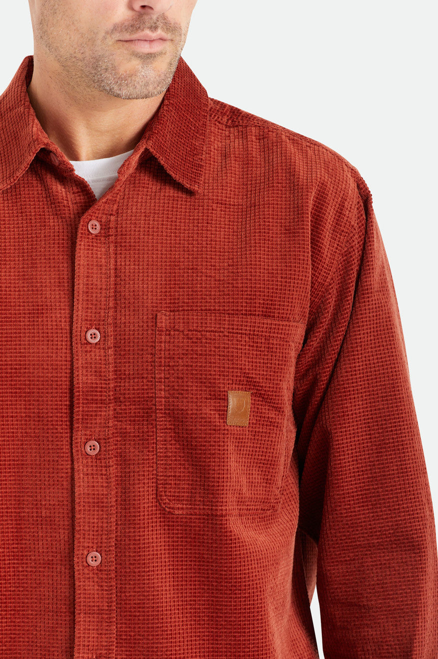 Tops Tejidos Brixton Porter L/S Waffle Corduroy Hombre Rojas | 85WGYTOLB