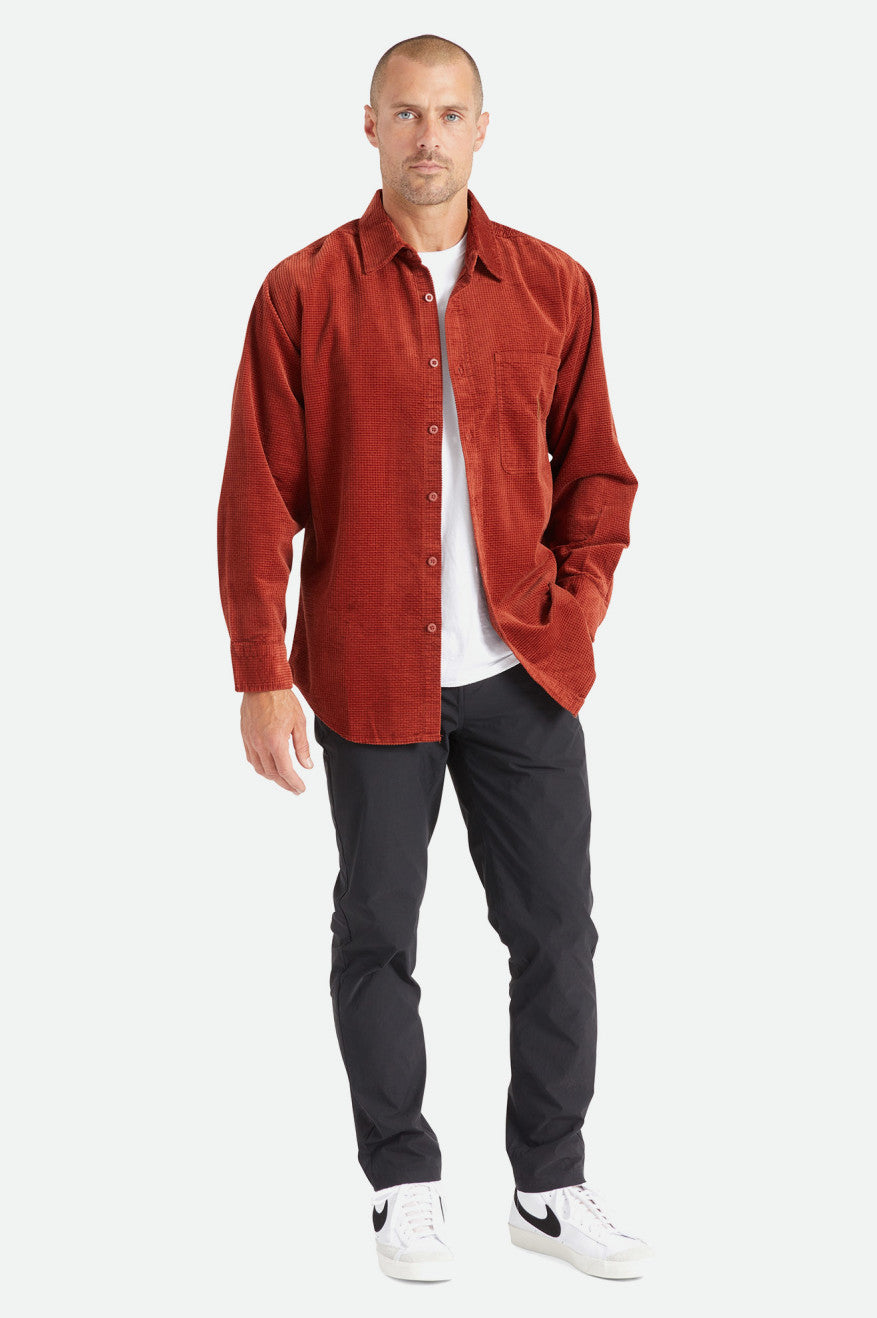 Tops Tejidos Brixton Porter L/S Waffle Corduroy Hombre Rojas | 85WGYTOLB