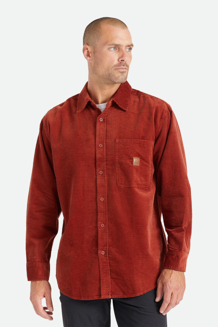 Tops Tejidos Brixton Porter L/S Waffle Corduroy Hombre Rojas | 85WGYTOLB