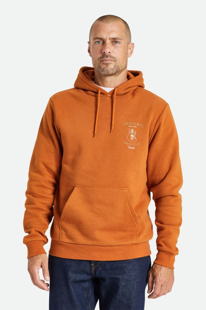 Sudadera Con Capucha Brixton Fender Jaguar Claws Hombre Naranjas | 37TQOYPJR