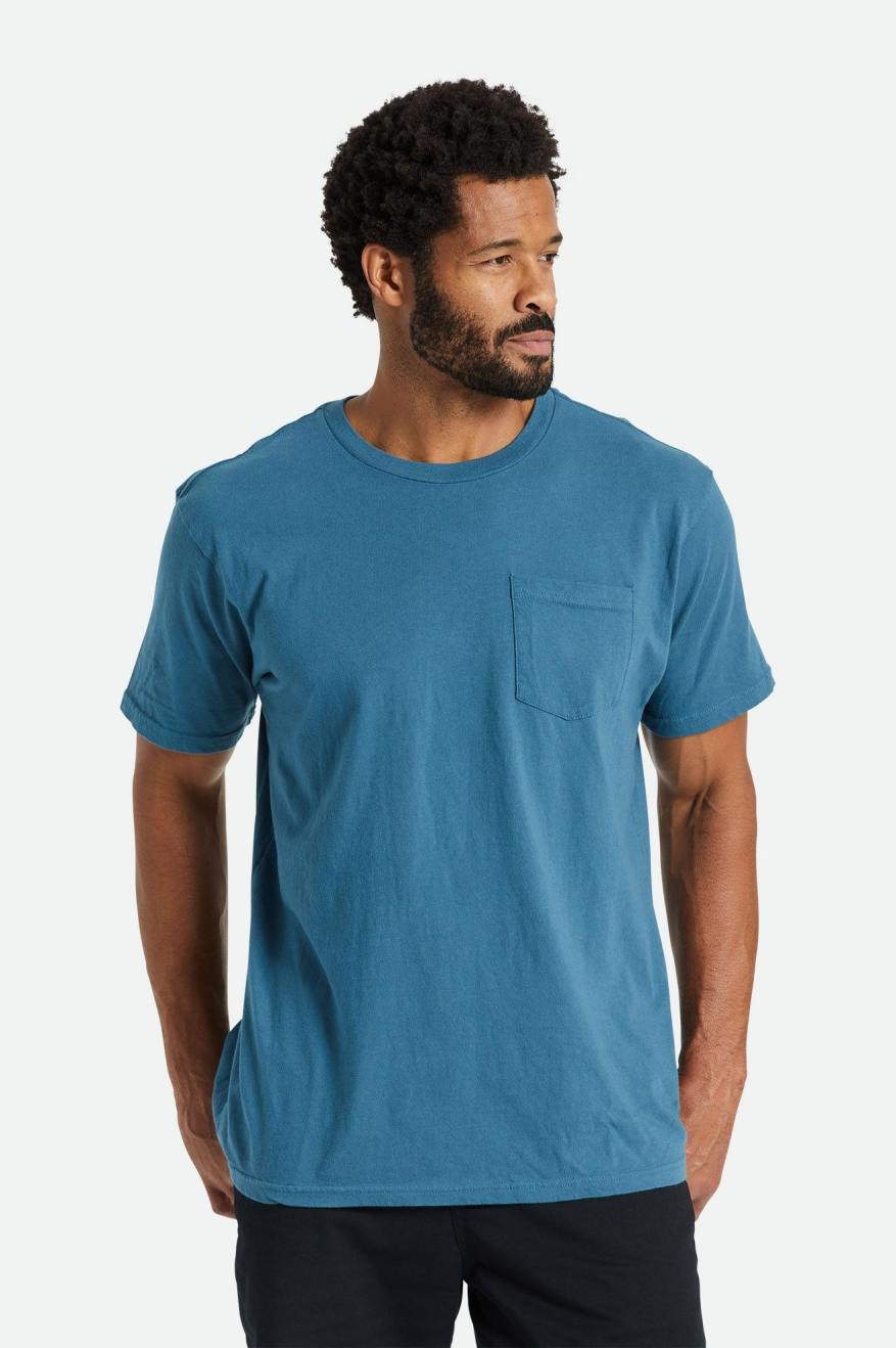 Tops Brixton Basic S/S Pocket Hombre Turquesa | 46MRASBUL