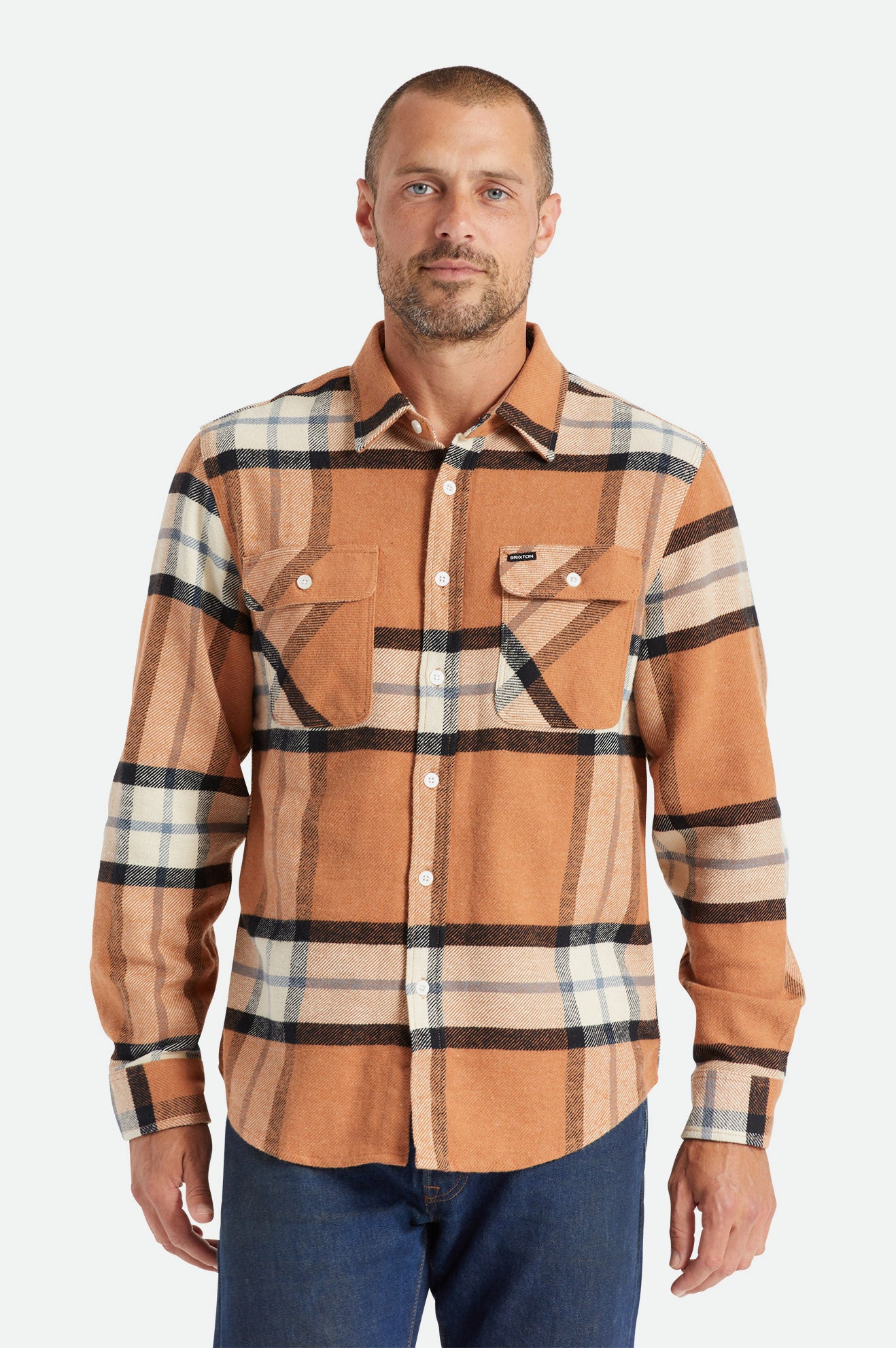 Tops Tejidos Brixton Bowery L/S Hombre Beige | 80QJKTNGZ